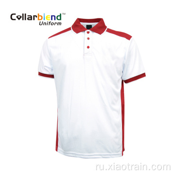 Красно-белая удобная футболка-поло с коротким рукавом